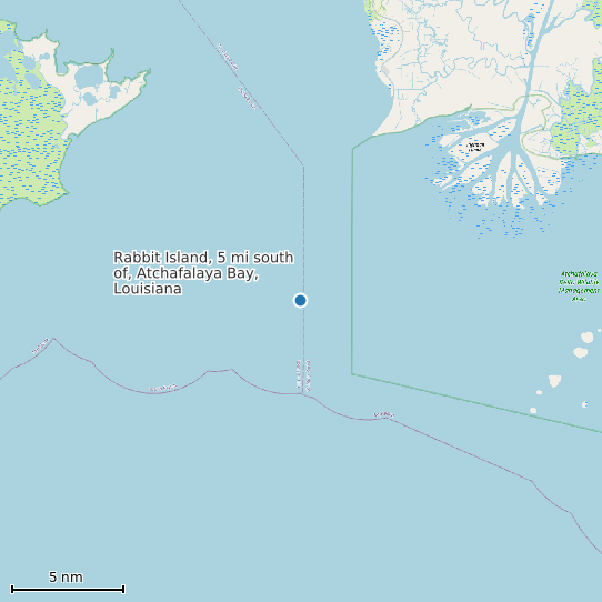 Map of Rabbit Island, 5 mi south of, Atchafalaya Bay, Louisiana Tide Prediction Station