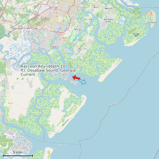 Map of Raccoon Key (depth 10 ft), Ossabaw Sound, Georgia Current Prediction Station