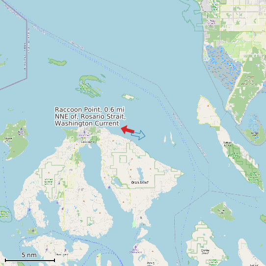 Map of Raccoon Point, 0.6 mi NNE of, Rosario Strait, Washington Current Prediction Station