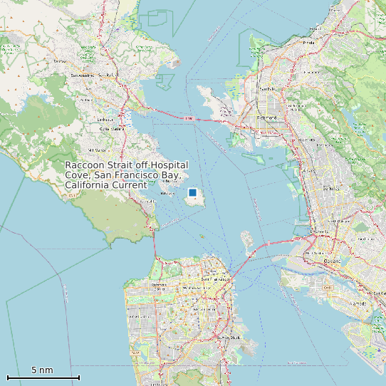 Map of Raccoon Strait off Hospital Cove, San Francisco Bay, California Current Prediction Station