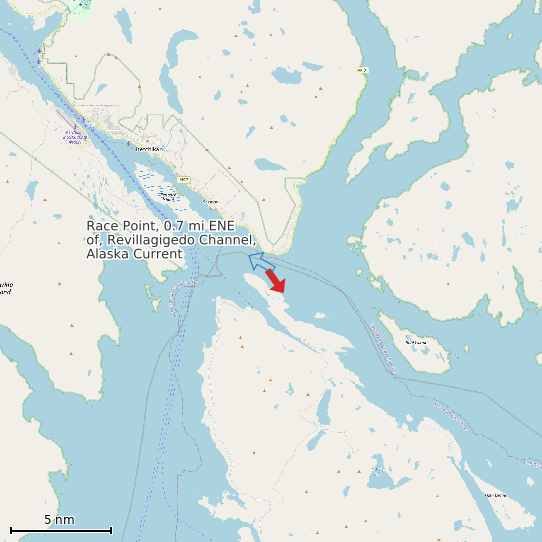 Map of Race Point, 0.7 mi ENE of, Revillagigedo Channel, Alaska Current Prediction Station