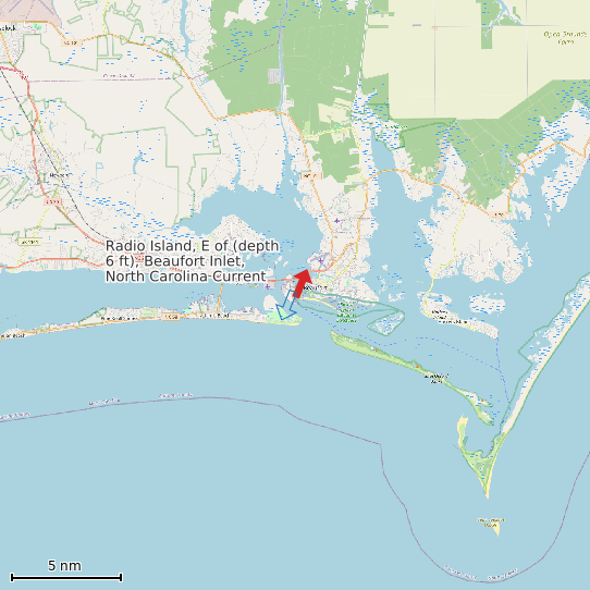 Map of Radio Island, E of (depth 6 ft), Beaufort Inlet, North Carolina Current Prediction Station