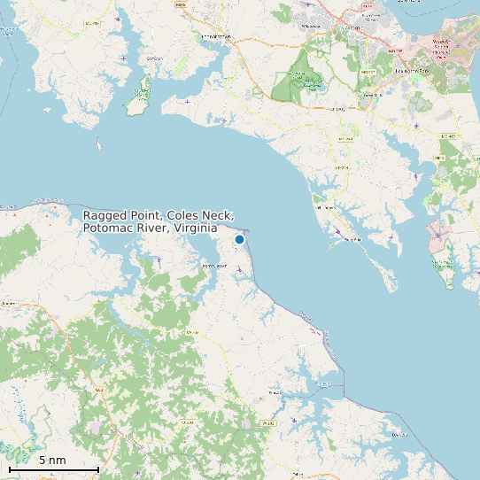 Map of Ragged Point, Coles Neck, Potomac River, Virginia Tide Prediction Station