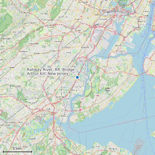 Map of Rahway River, RR. Bridge, Arthur Kill, New Jersey Tide Prediction Station