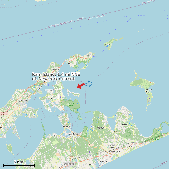 Map of Ram Island, 1.4 mi NNE of, New York Current Prediction Station