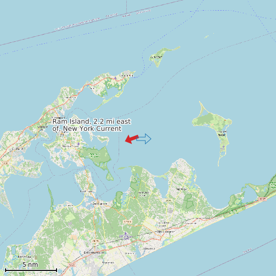 Map of Ram Island, 2.2 mi east of, New York Current Prediction Station