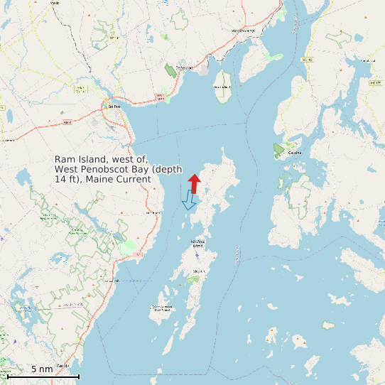 Map of Ram Island, west of, West Penobscot Bay (depth 14 ft), Maine Current Prediction Station