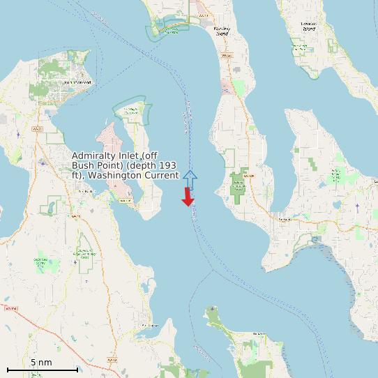 Map of Admiralty Inlet (off Bush Point) (depth 193 ft), Washington Current Prediction Station