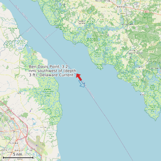 Map of Ben Davis Point, 3.2 nmi southwest of (depth 3 ft), Delaware Current Prediction Station