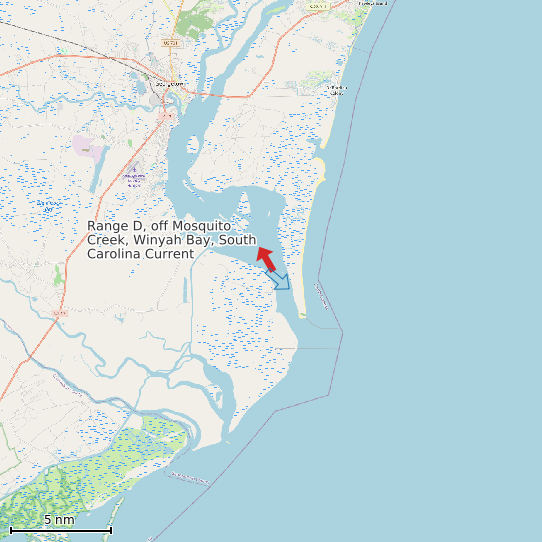 Map of Range D, off Mosquito Creek, Winyah Bay, South Carolina Current Prediction Station
