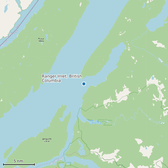 Map of Ranger Inlet, British Columbia Tide Prediction Station