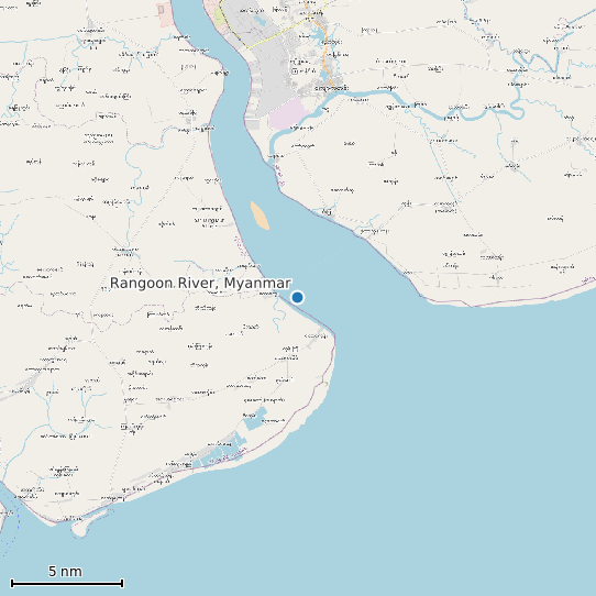 Map of Rangoon River, Myanmar Tide Prediction Station