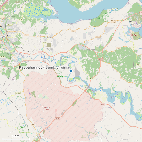 Map of Rappahannock Bend, Virginia Tide Prediction Station