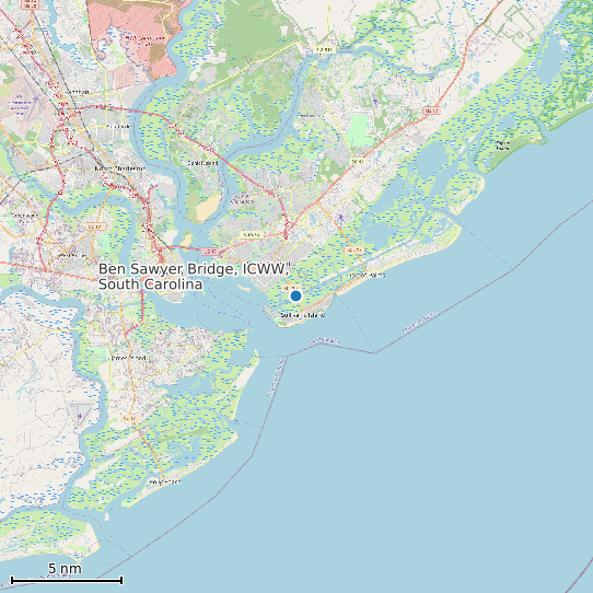 Map of Ben Sawyer Bridge, ICWW, South Carolina Tide Prediction Station