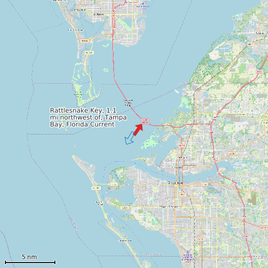 Map of Rattlesnake Key, 1.1 mi northwest of, Tampa Bay, Florida Current Prediction Station