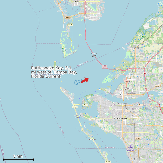 Map of Rattlesnake Key, 3.1 mi west of, Tampa Bay, Florida Current Prediction Station