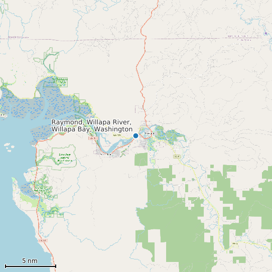 Map of Raymond, Willapa River, Willapa Bay, Washington Tide Prediction Station