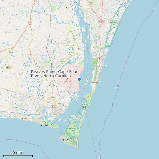 Map of Reaves Point, Cape Fear River, North Carolina Tide Prediction Station