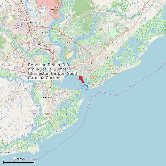 Map of Rebellion Reach, 0.8 nmi N. of Ft. Sumter, Charleston Harbor, South Carolina Current Prediction Station