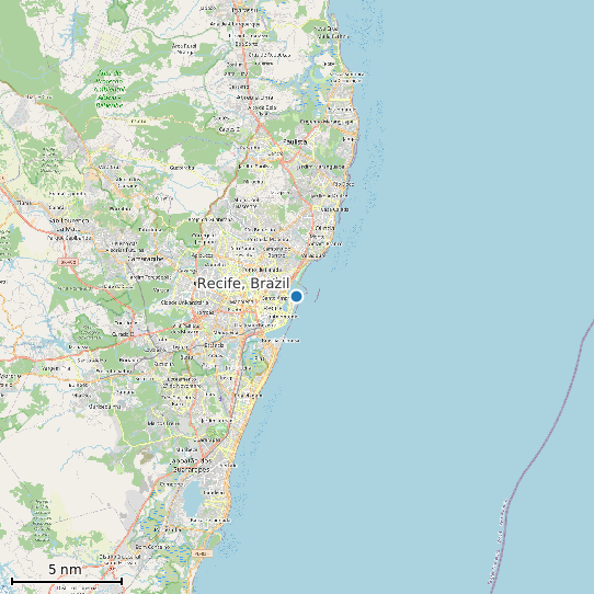 Map of Recife, Brazil Tide Prediction Station