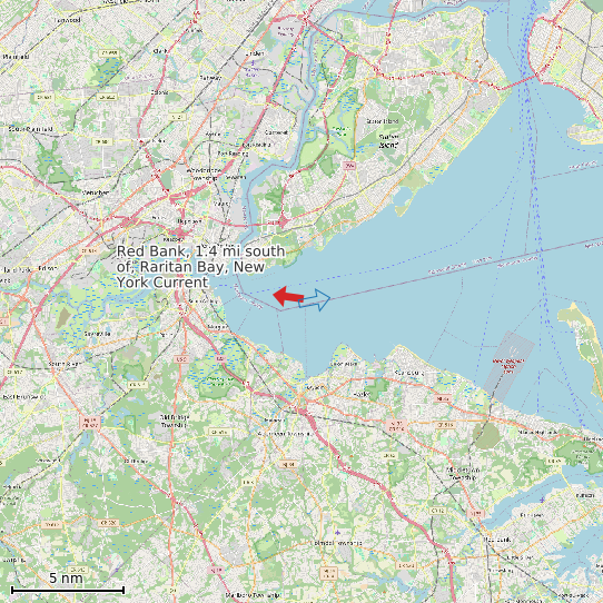 Map of Red Bank, 1.4 mi south of, Raritan Bay, New York Current Prediction Station