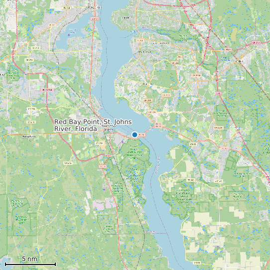 Map of Red Bay Point, St. Johns River, Florida Tide Prediction Station