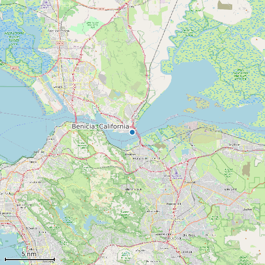 Map of Benicia, California Tide Prediction Station