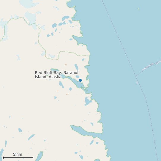 Map of Red Bluff Bay, Baranof Island, Alaska Tide Prediction Station