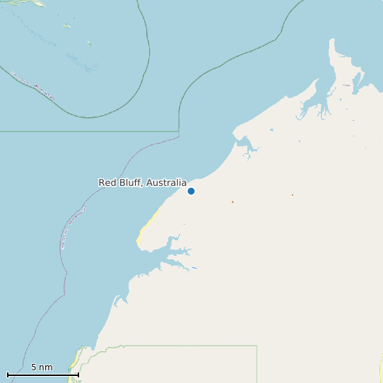 Map of Red Bluff, Australia Tide Prediction Station