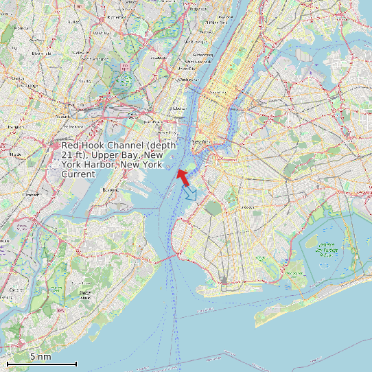 Map of Red Hook Channel (depth 21 ft), Upper Bay, New York Harbor, New York Current Prediction Station