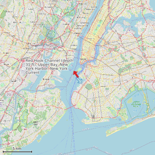 Map of Red Hook Channel (depth 31 ft), Upper Bay, New York Harbor, New York Current Prediction Station