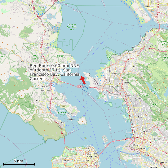 Map of Red Rock, 0.60 nmi NNE of (depth 17 ft), San Francisco Bay, California Current Prediction Station