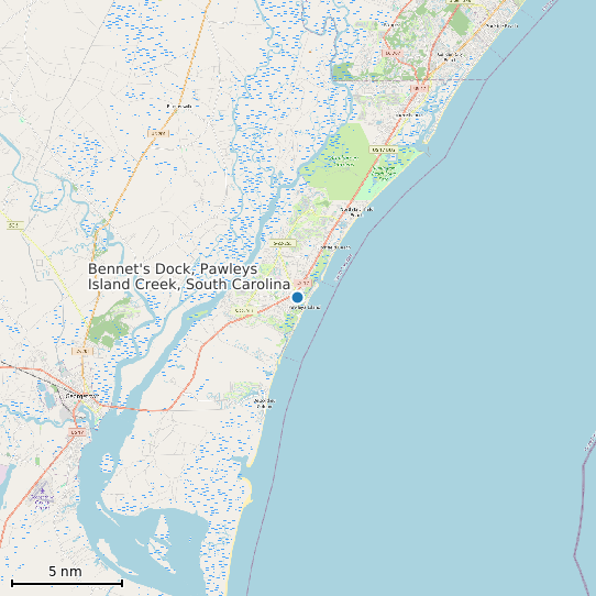 Map of Bennet's Dock, Pawleys Island Creek, South Carolina Tide Prediction Station