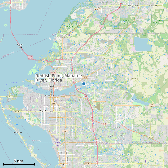 Map of Redfish Point, Manatee River, Florida Tide Prediction Station