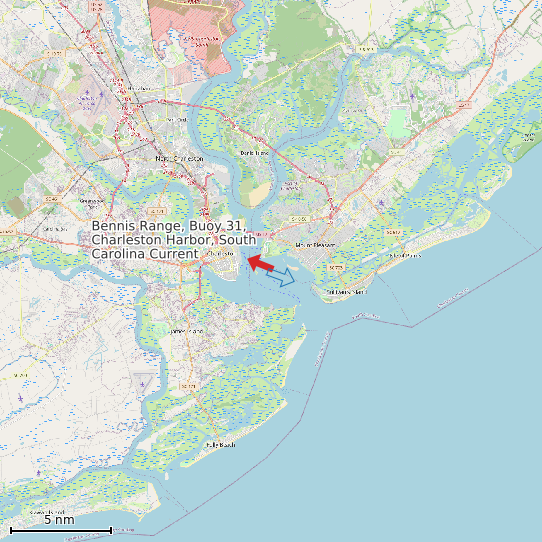 Map of Bennis Range, Buoy 31, Charleston Harbor, South Carolina Current Prediction Station