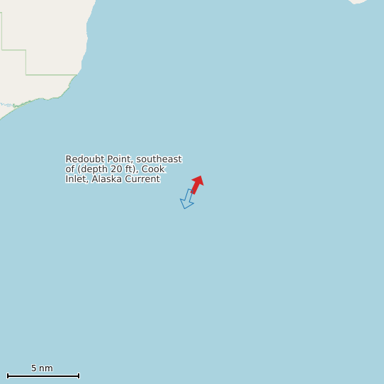 Map of Redoubt Point, southeast of (depth 20 ft), Cook Inlet, Alaska Current Prediction Station