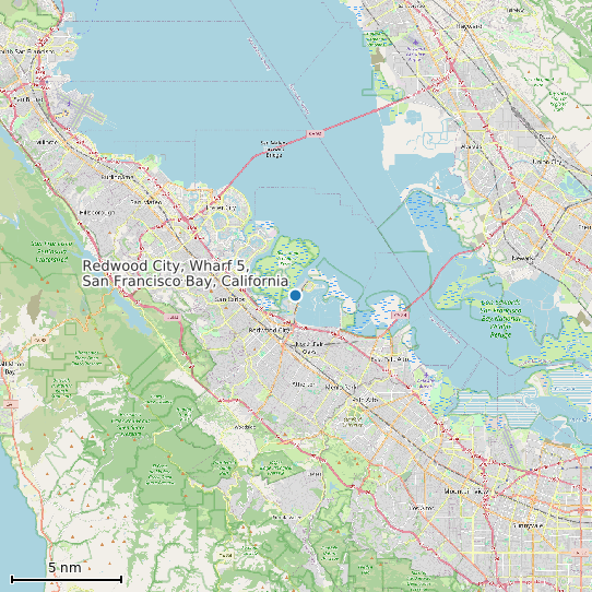 Map of Redwood City, Wharf 5, San Francisco Bay, California Tide Prediction Station