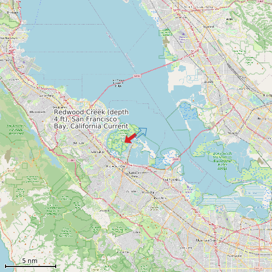 Map of Redwood Creek (depth 4 ft), San Francisco Bay, California Current Prediction Station