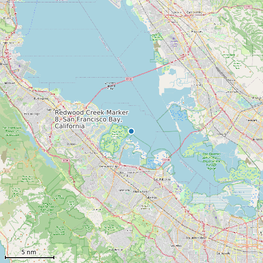 Map of Redwood Creek Marker 8, San Francisco Bay, California Tide Prediction Station