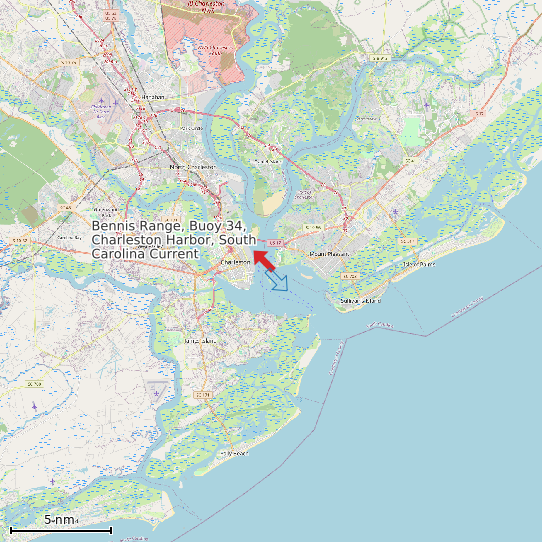 Map of Bennis Range, Buoy 34, Charleston Harbor, South Carolina Current Prediction Station