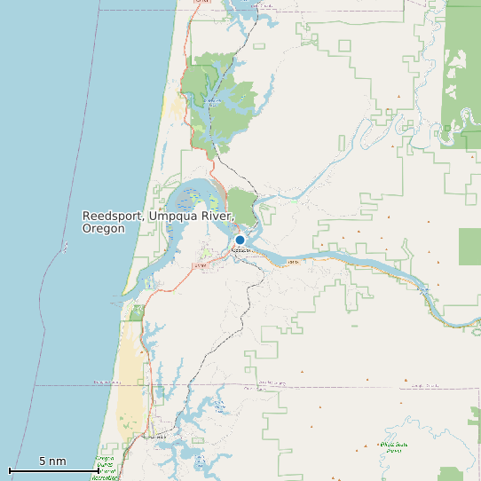 Map of Reedsport, Umpqua River, Oregon Tide Prediction Station