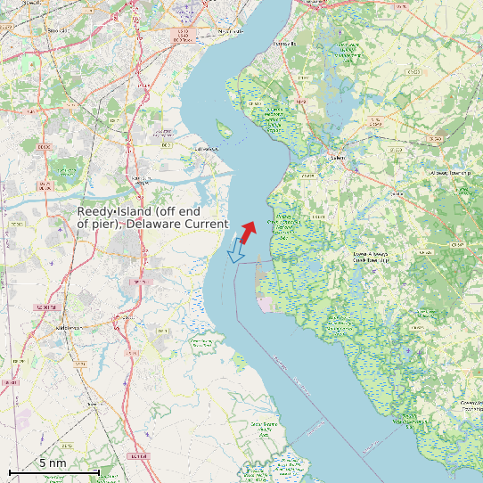 Map of Reedy Island (off end of pier), Delaware Current Prediction Station