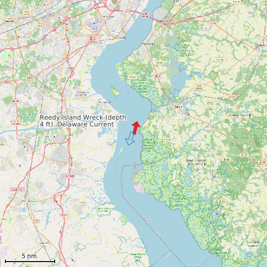 Map of Reedy Island Wreck (depth 4 ft), Delaware Current Prediction Station