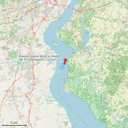 Map of Reedy Island Wreck (depth 48 ft), Delaware Current Prediction Station
