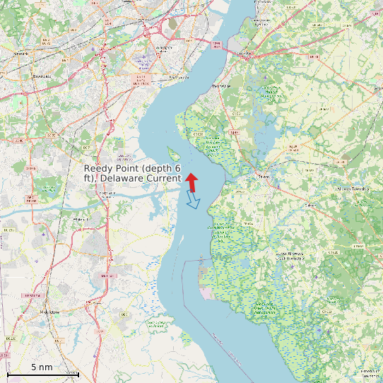 Map of Reedy Point (depth 6 ft), Delaware Current Prediction Station