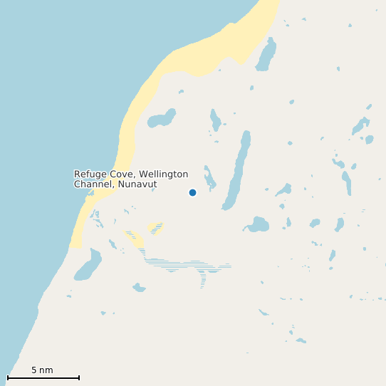 Map of Refuge Cove, Wellington Channel, Nunavut Tide Prediction Station