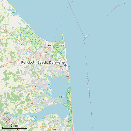 Map of Rehoboth Beach, Delaware Tide Prediction Station