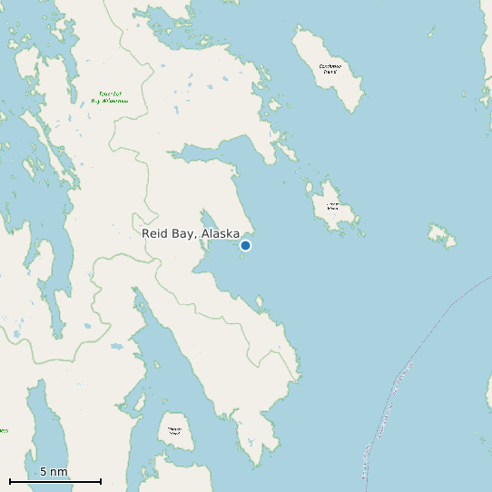 Map of Reid Bay, Alaska Tide Prediction Station