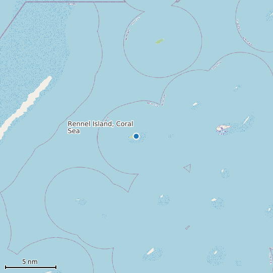 Map of Rennel Island, Coral Sea Tide Prediction Station