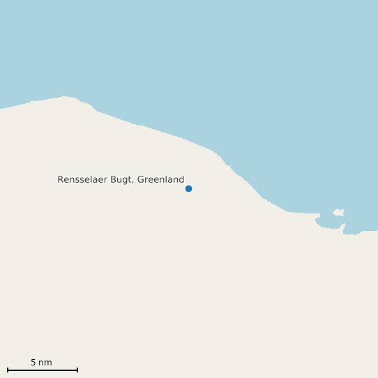 Map of Rensselaer Bugt, Greenland Tide Prediction Station